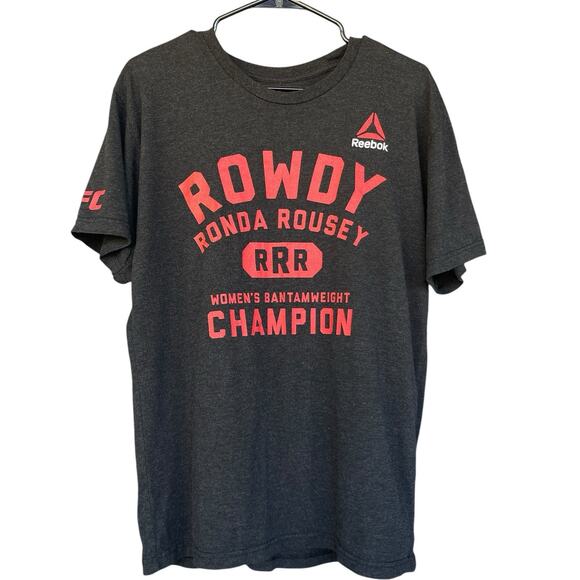 Reebok UFC Rowdy Rhonda Rousey Mens Large Gray Champion Womens Fighter - Picture 1 of 10
